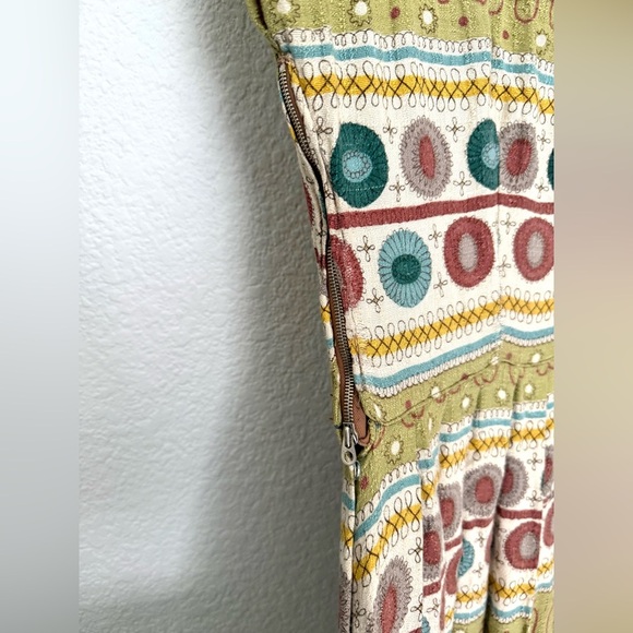 Handmade Vintage 60s MCM Atomic Geometric Print Retro Groovy Midi Dress - Picture 6 of 9